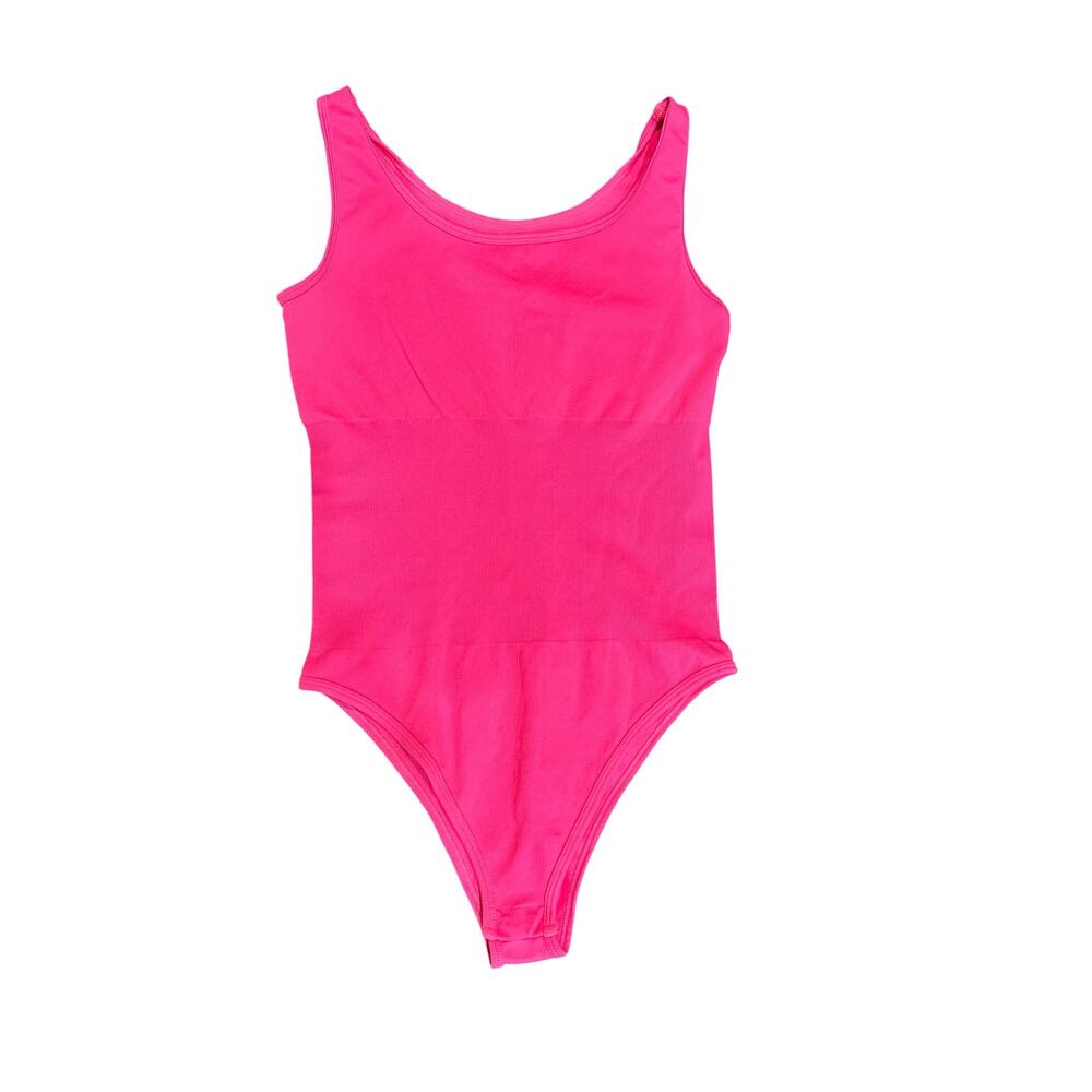 GOQQ pink tank top bodysuit women’s small nylon spandex, snap closure